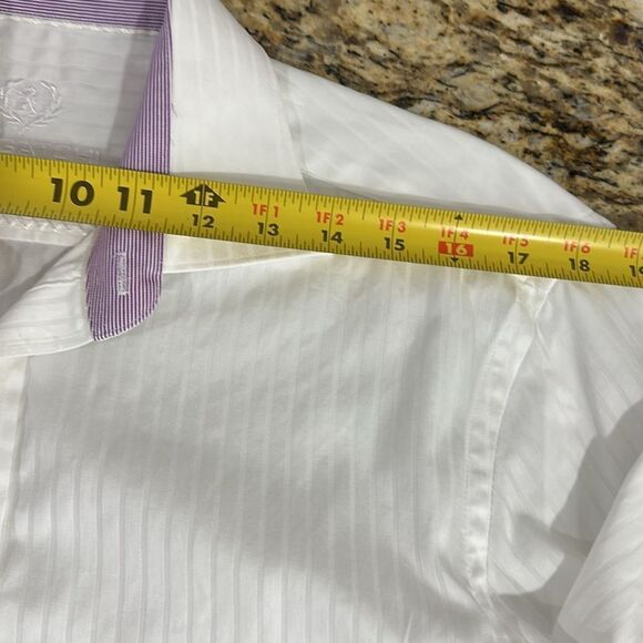 Bugatchi Cotton Striped White Men's Long Sleeve Button Down Shirt Size 16/40 - Picture 8 of 11